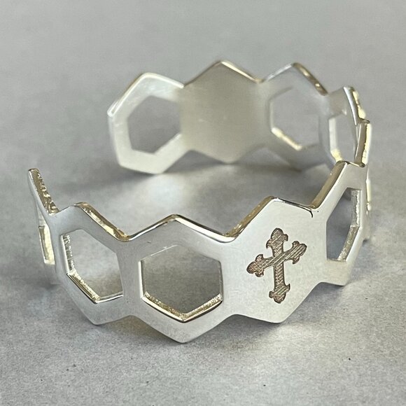 Rustic Cuff Geometric Stainless Christian Cuff Bracelet - Picture 1 of 4